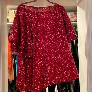 Brand new never worn red polka dot blouse with flutter sleeves